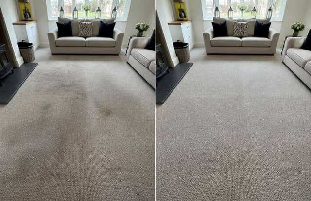 Lounge carpet restored after a single extraction visit — Carpet cleaning by Hello Services