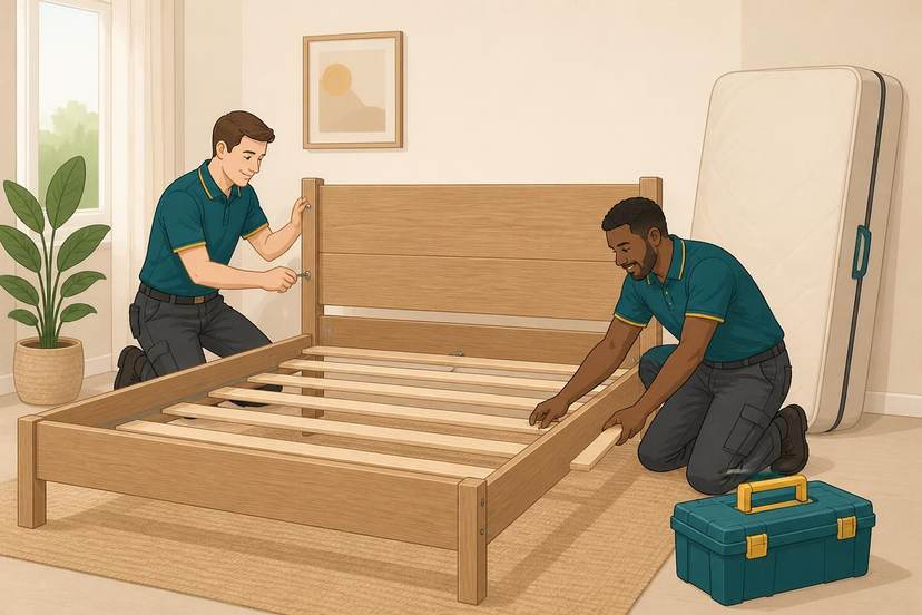 Bed Assembly — Bed Assembly — Handyman & Assembly Services — Hello Services team at work