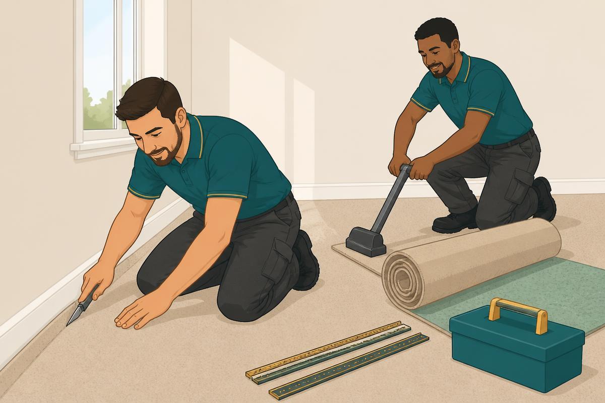 Wood flooring services — Home & Commercial Services — Hello Services team at work
