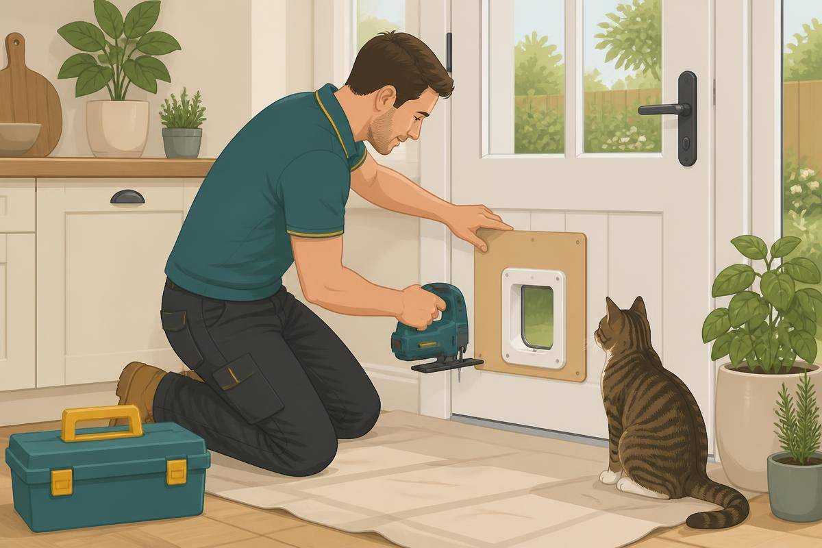 Cat Flap Fitting — Cat Flap Fitting — Hello Services team at work