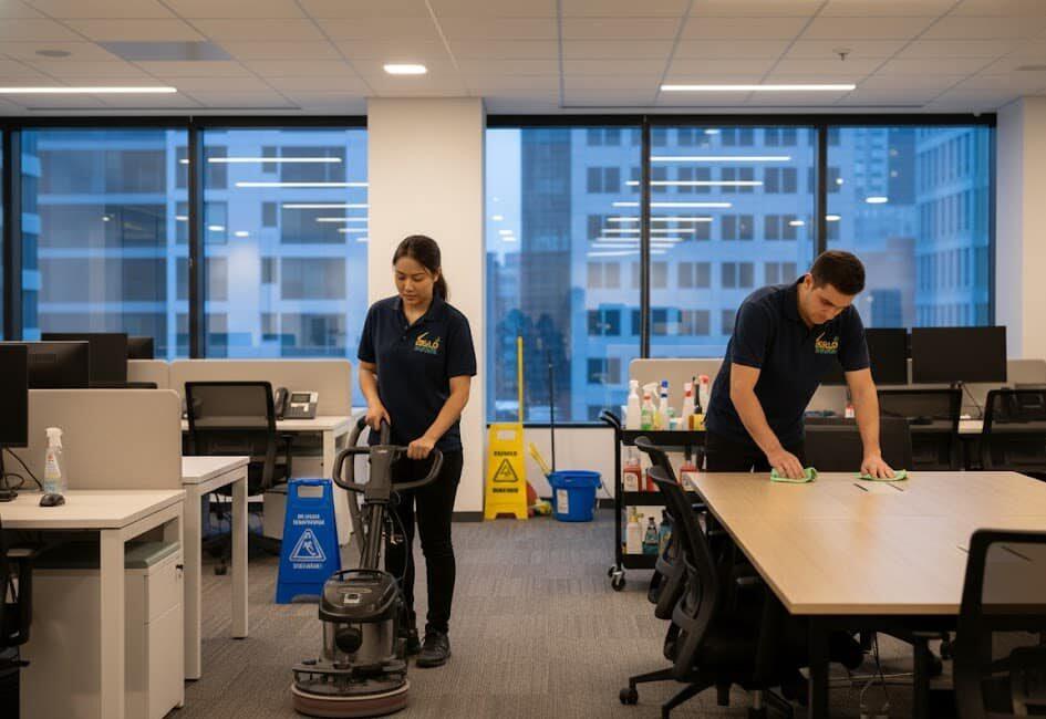 Office Cleaning across the West Midlands — Hello Services team at work