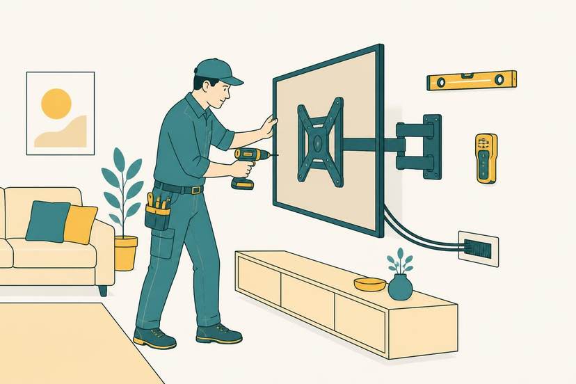 TV Mounting — TV Mounting — Handyman & Assembly Services — Hello Services team at work