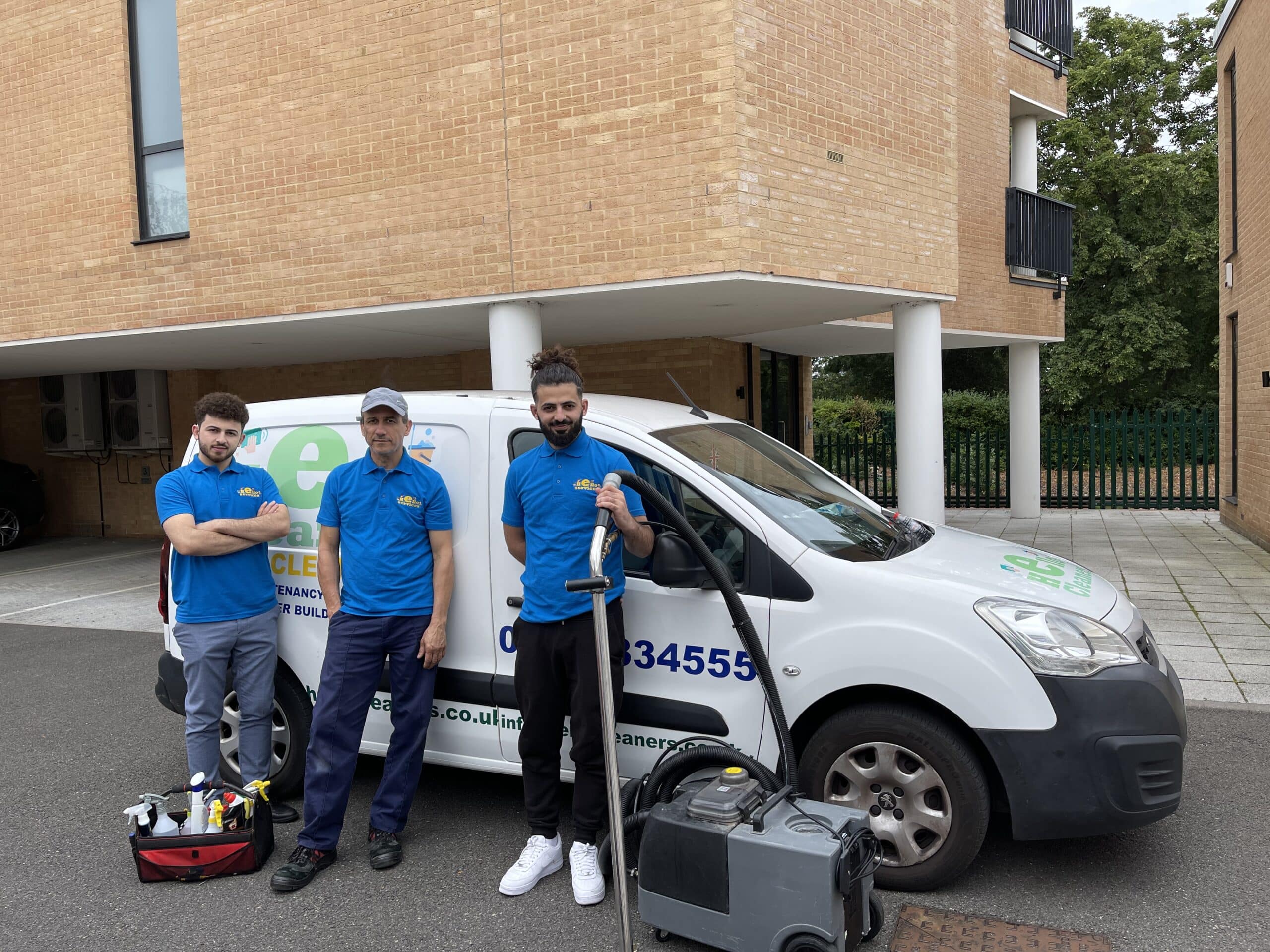 Hello Services technician professionally steam cleaning a carpet in Gomshall, Surrey