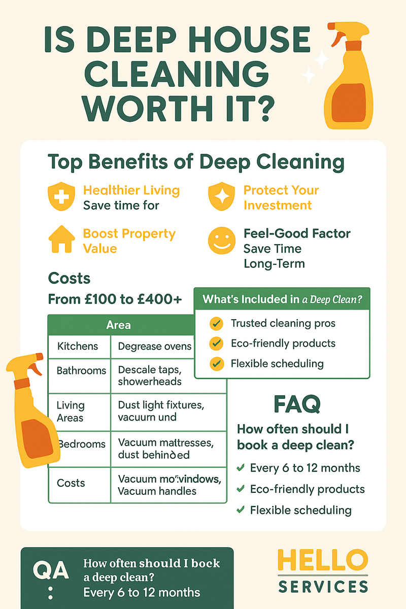 How often should you deep clean your house — Cleaning guide from Hello Services