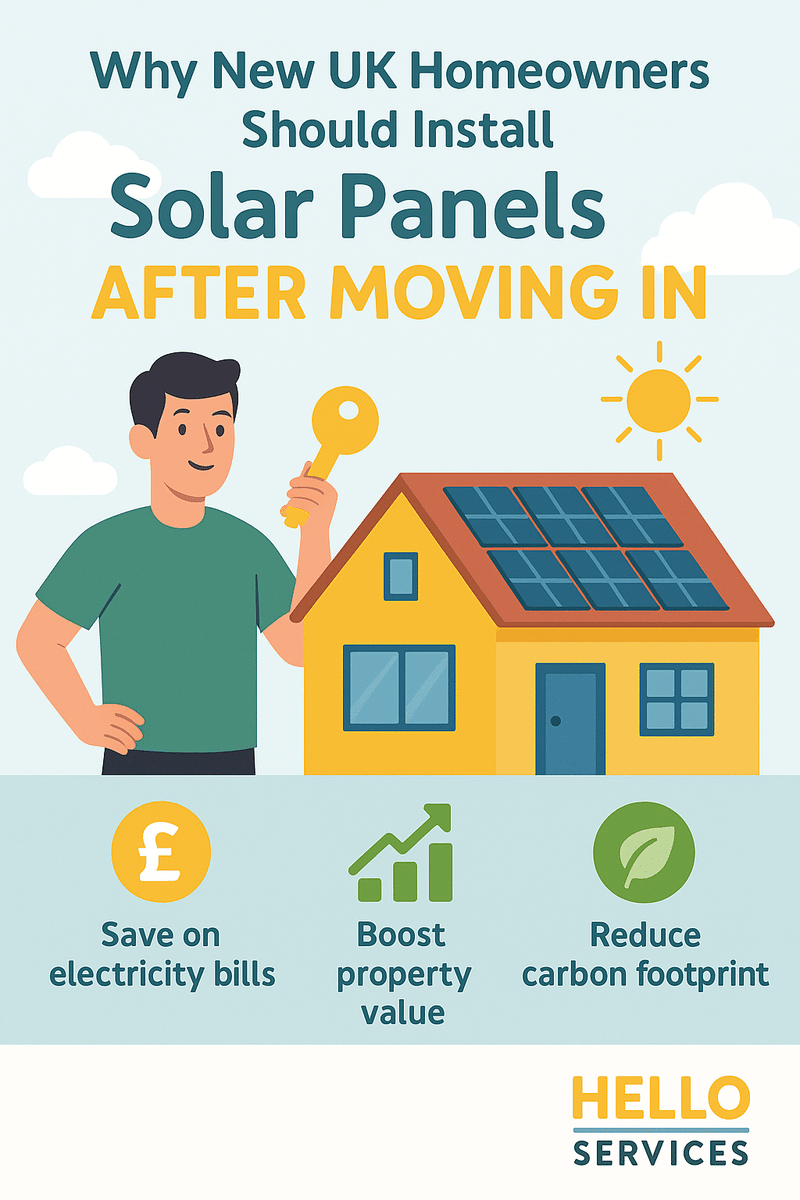 Why New UK Homeowners Should Install Solar Panels After Moving In — Clearance & waste guide from Hello Services